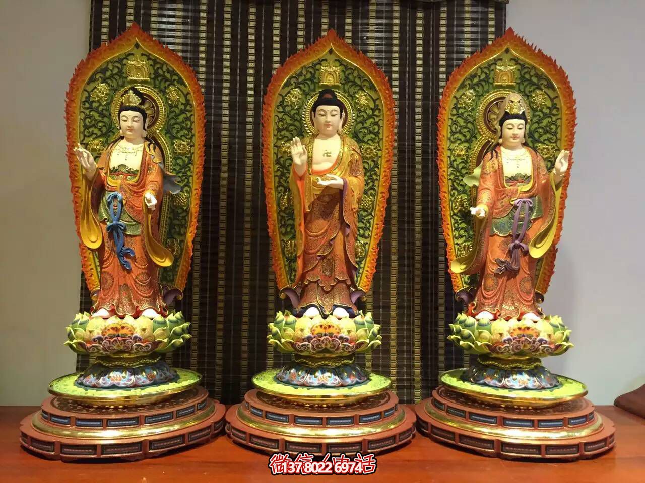 西方神佛三圣玻璃钢彩绘雕塑 西方神佛三圣玻璃钢彩绘雕塑