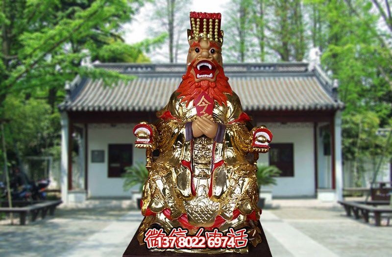 全新设计的不锈钢贴金龙王庭院雕塑