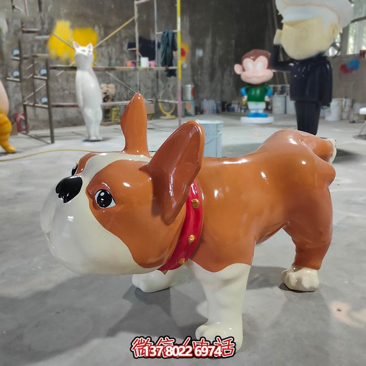 玻璃钢彩绘创意游乐园狗雕塑 玻璃钢彩绘创意游乐园狗雕塑