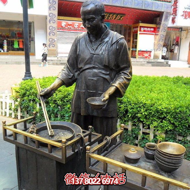 仿铜人物玻璃钢小吃，给你无与伦比的景区体验