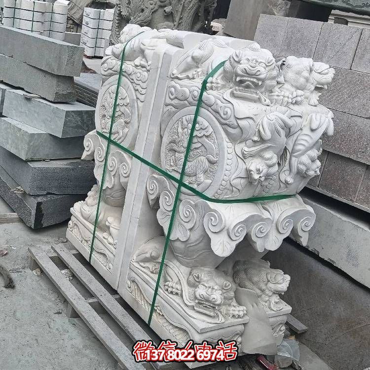 精美大型石雕门墩抱鼓雕塑