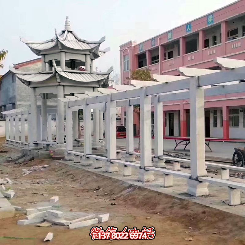 仿古双层大理石休闲凉亭——给学校操场注入历史文化色彩 仿古双层大理石休闲凉亭——给学校操场注入历史文化色彩