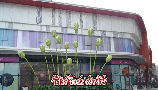 别墅小区入口处的创意不锈钢雕塑花朵装饰 别墅小区入口处的创意不锈钢雕塑花朵装饰