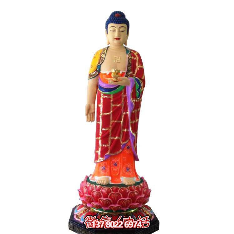 玻璃钢雕塑大型立式如来佛祖彩绘寺庙雕塑