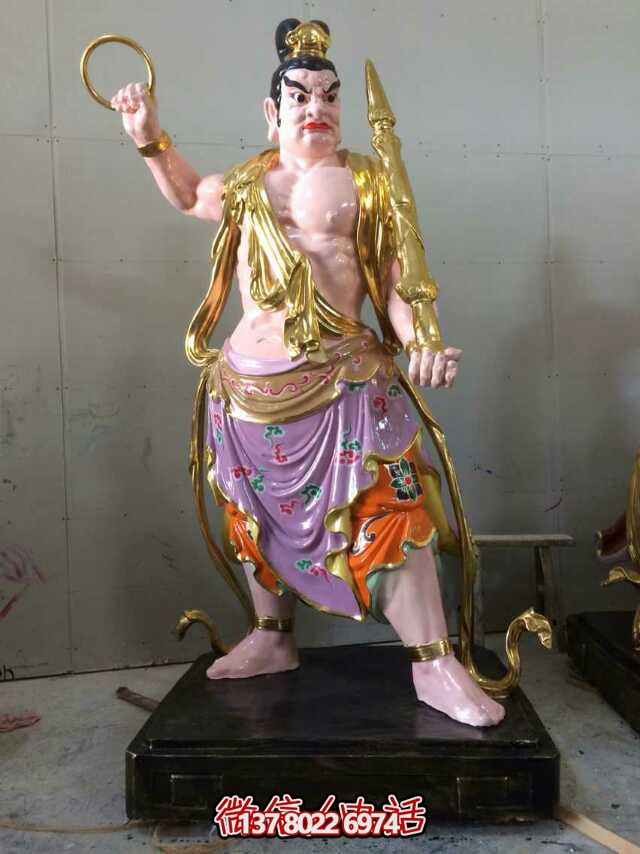 哼哈二将彩绘玻璃钢神佛雕塑 哼哈二将彩绘玻璃钢神佛雕塑