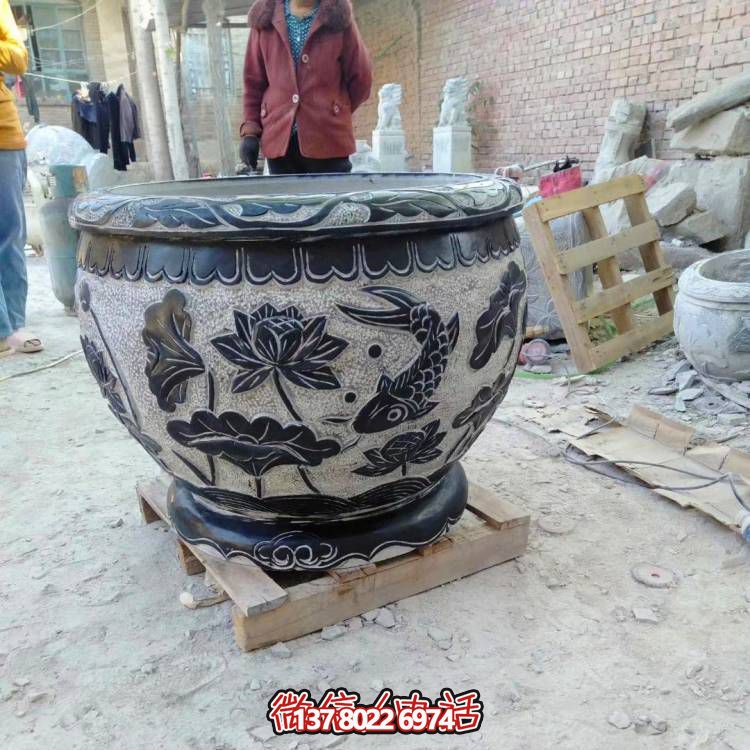 天然石头缸，仿古雕刻，装点家园