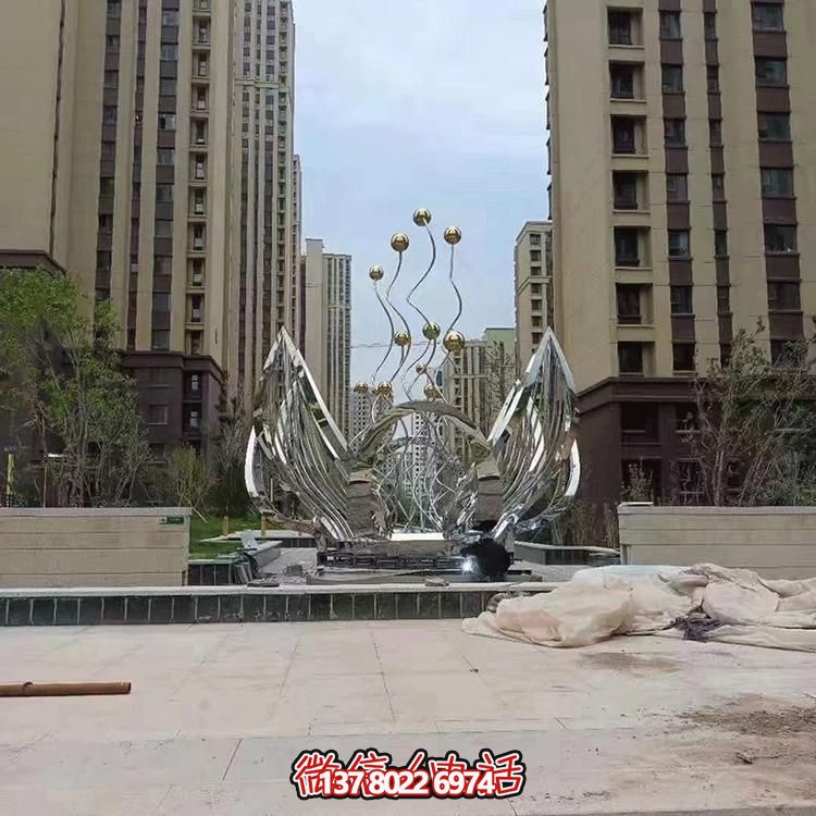 高档别墅不锈钢镜面异形花朵装饰