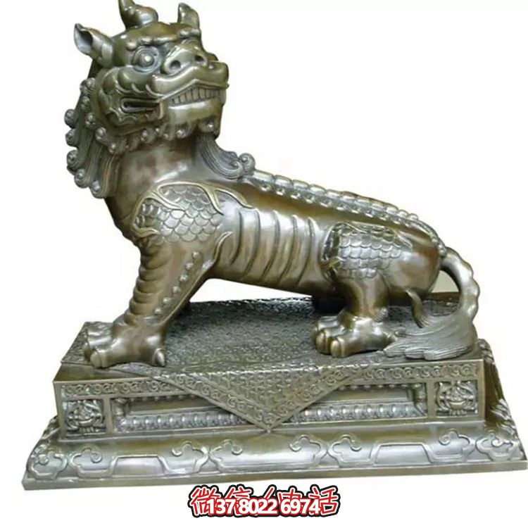 小型不锈钢神麒麟雕塑，装点庭院