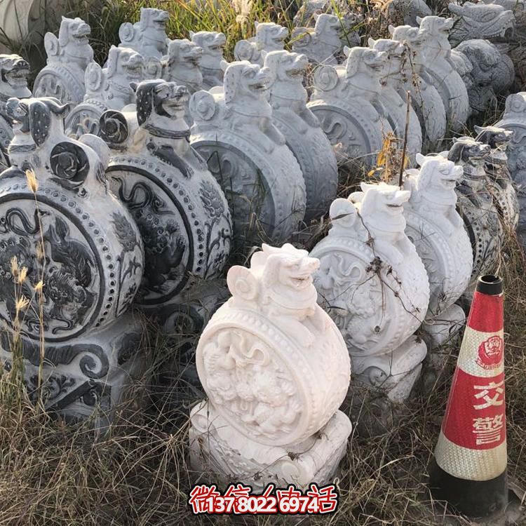 仿古青石狮子抱鼓石摆件，镇宅庭院门口装饰