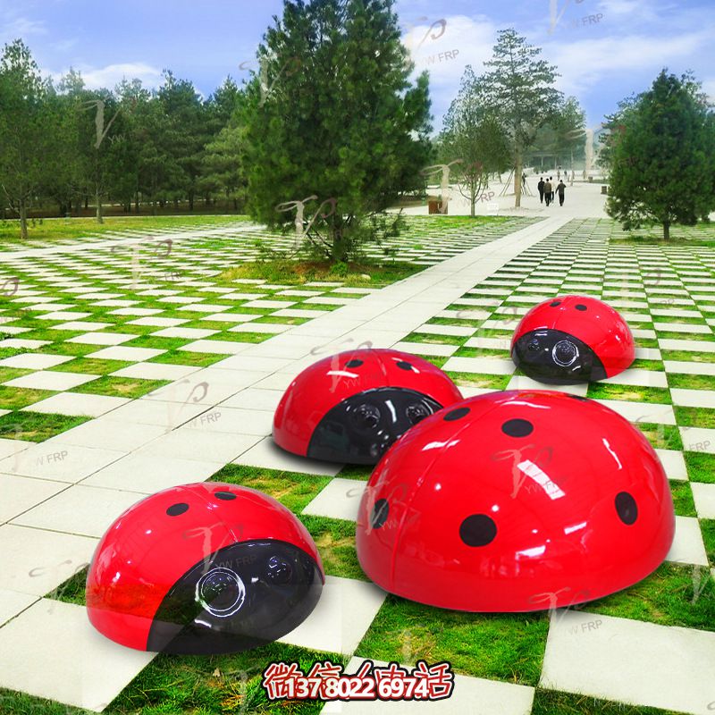 玻璃钢彩绘瓢虫雕塑 玻璃钢彩绘瓢虫雕塑