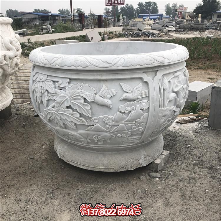 精美大型浮雕莲花养鱼石缸，让你的庭院更加美丽