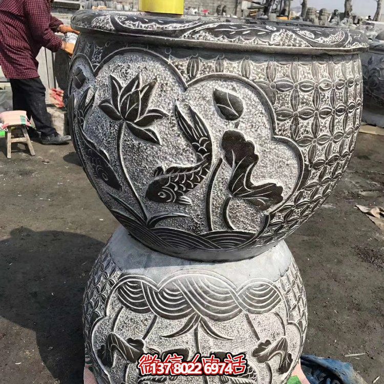 古典中式仿古石雕花盆，为您的庭院增添古风雅致