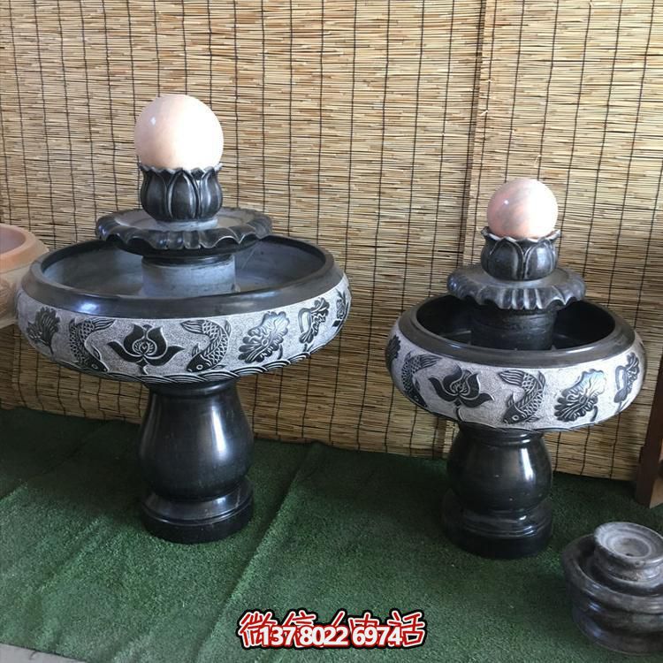 小型黑色大理石风水招财摆件，室内办公家用