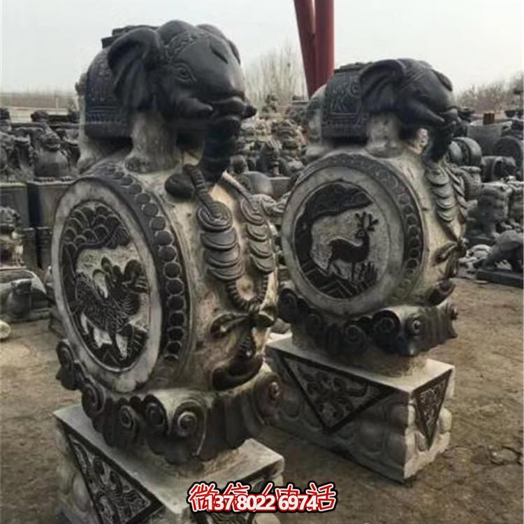 仿古青石大象雕塑，镇宅安邸