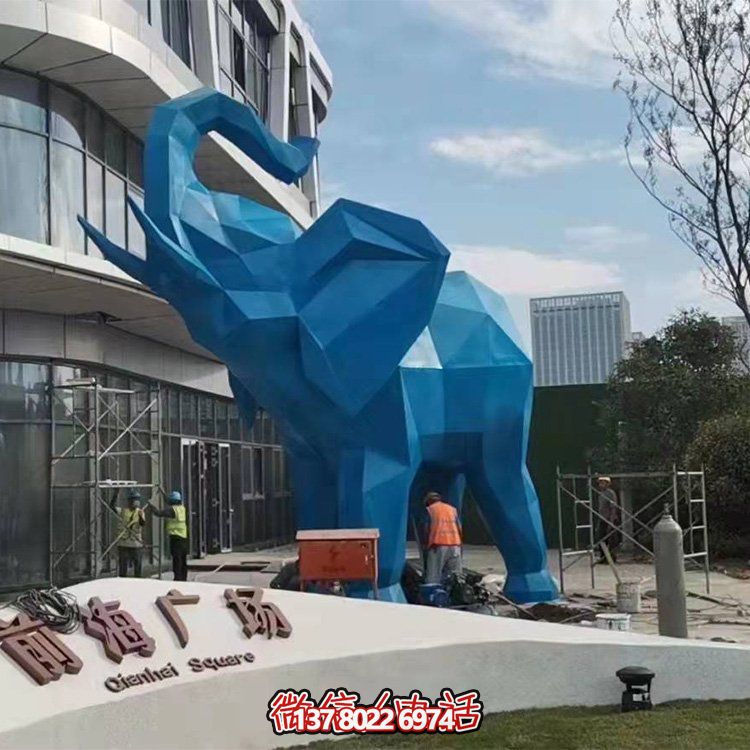 几何雕塑大象，装点商场、户外广场