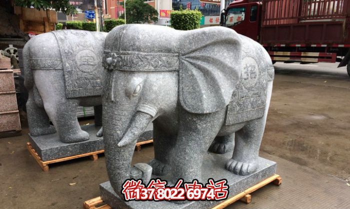 精美大理石雕塑艺术品，惊艳展现大象的宏伟气势