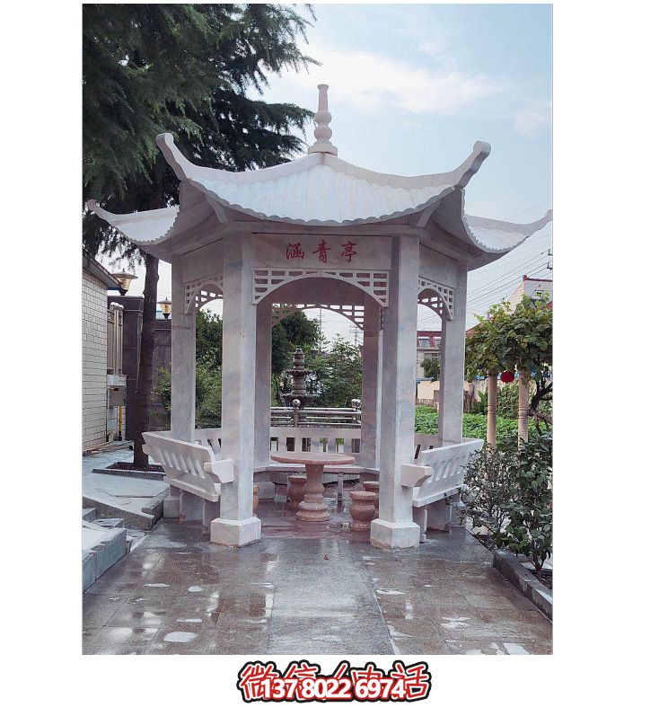 仿古大理石凉亭，美化花园景观
