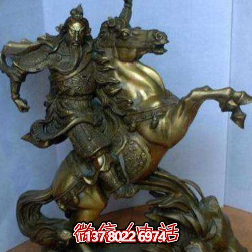 传统工艺铜雕骑马人物雕塑，点缀户外园林