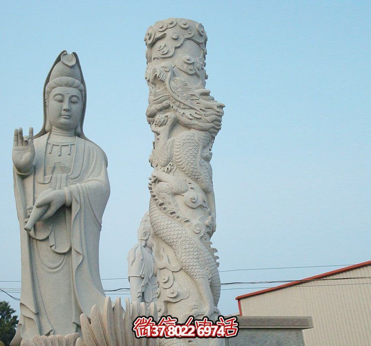 精美绝伦的大理石雕刻观音菩萨雕塑