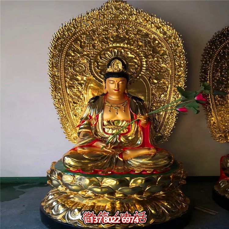 不锈钢大型寺庙三圣雕塑烤漆喷金 不锈钢大型寺庙三圣雕塑烤漆喷金