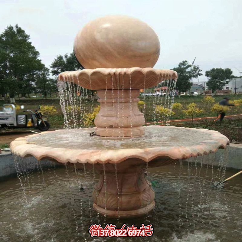红晚霞大理石喷泉雕塑摆放城市园林 红晚霞大理石喷泉雕塑摆放城市园林