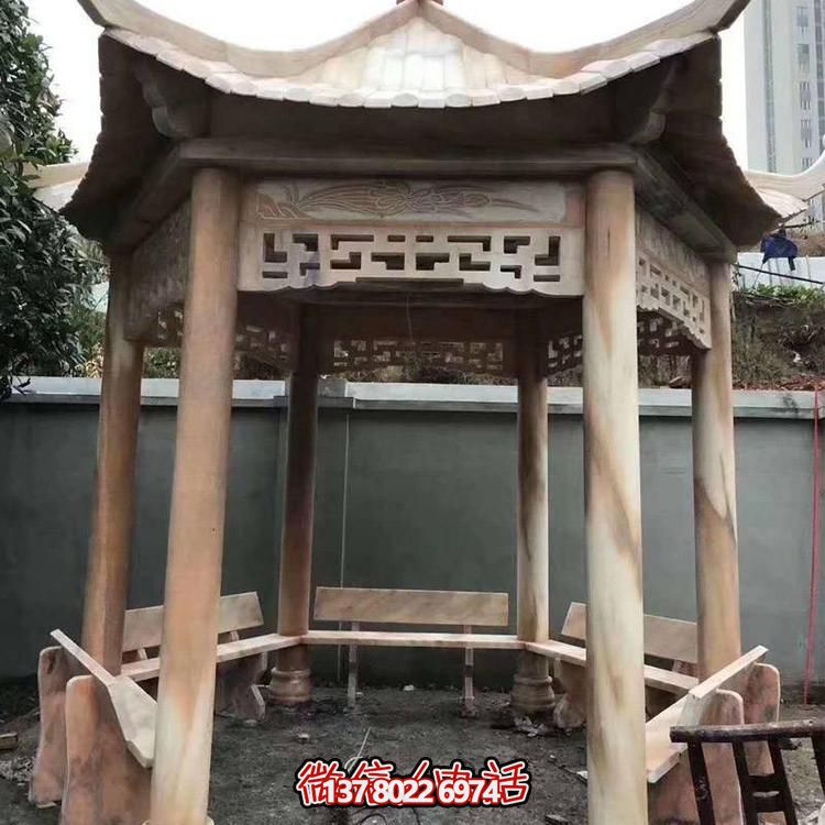 天然红木雕刻凉亭，打造复古中式庭院休闲石亭