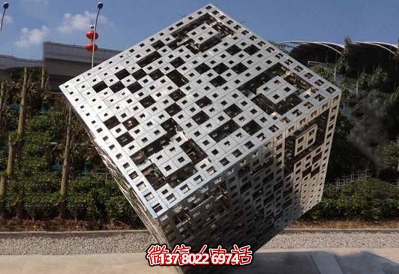 不锈钢网格魔方雕塑 不锈钢网格魔方雕塑