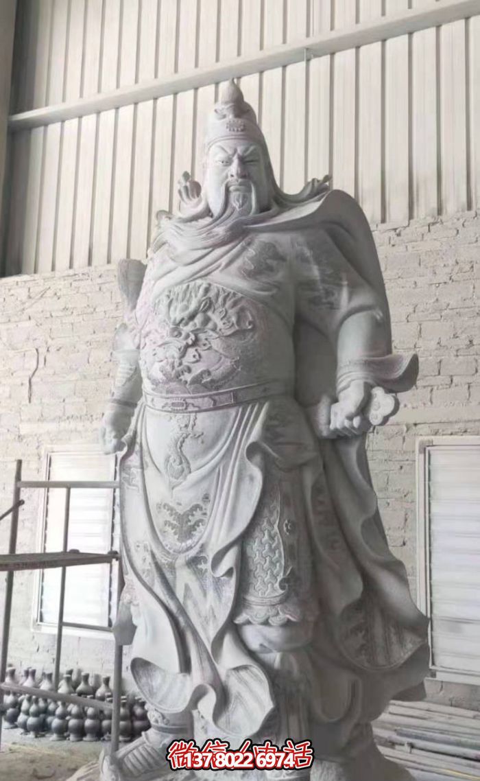 大理石石雕关公雕塑——引领大型户外景观 大理石石雕关公雕塑——引领大型户外景观