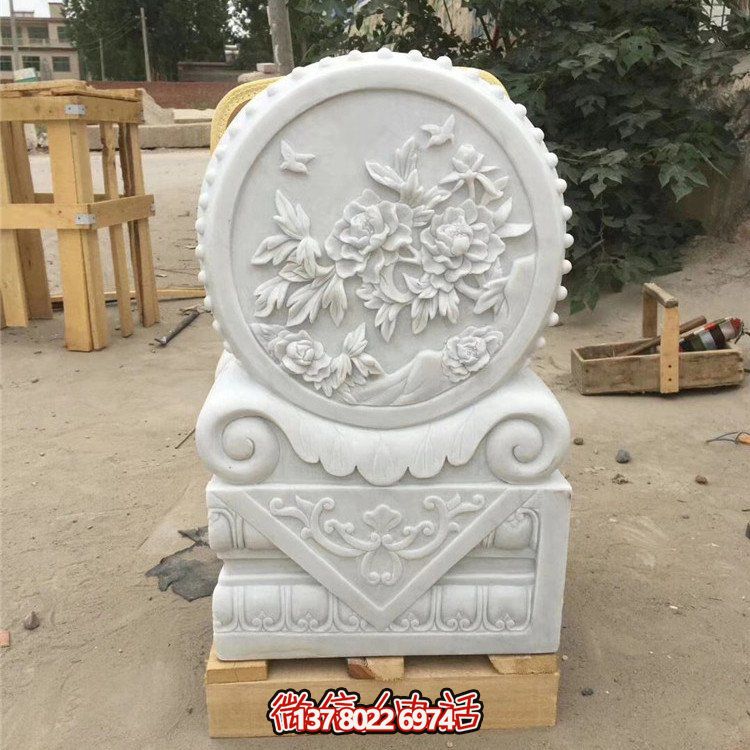 经典石雕艺术，汉白玉石雕大理石门口门墩镇宅鼓抱雕塑户外装饰
