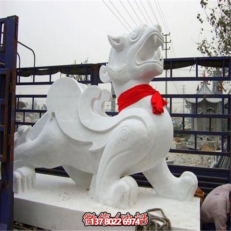 大理石石雕麒麟，古典庭院装饰精美大型雕塑