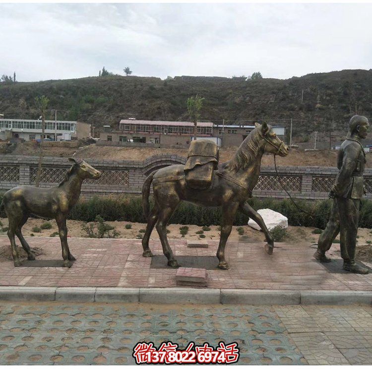 城市街道装饰玻璃钢仿铜马雕塑