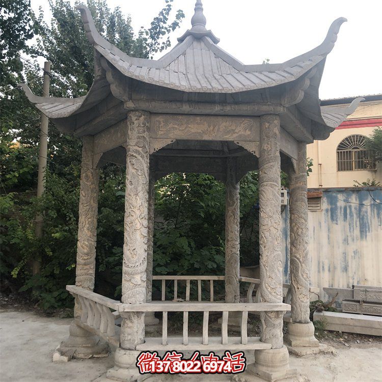 中式仿古建筑青石石亭，为您的园林户外摆放带来古典美