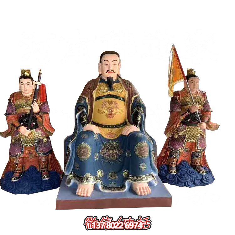 玻璃钢雕塑真武大帝彩绘雕塑 玻璃钢雕塑真武大帝彩绘雕塑