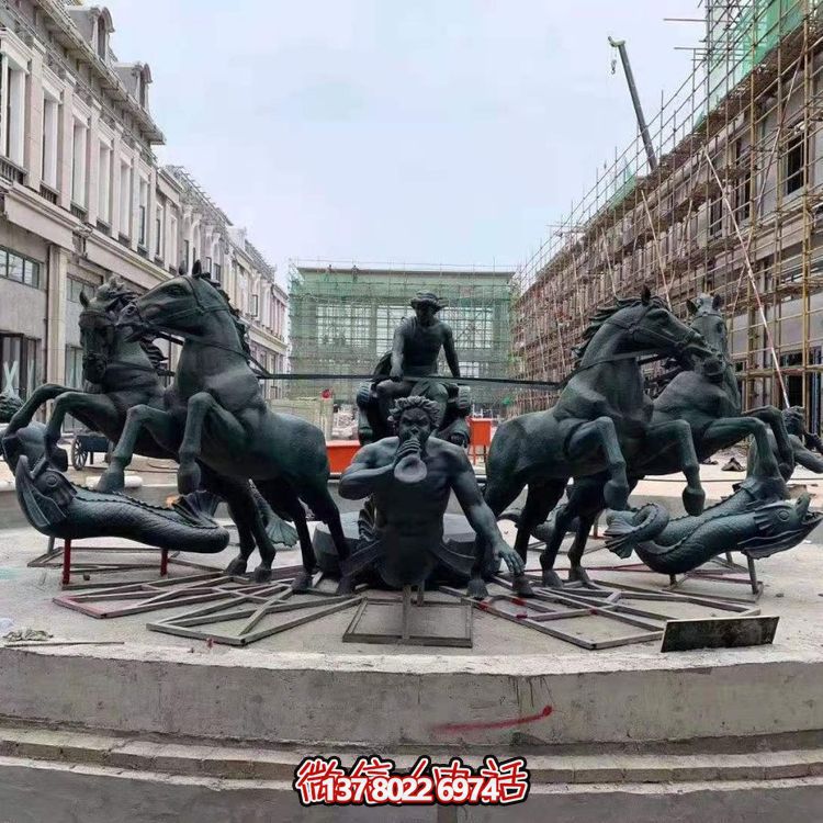 阿波罗战车青铜铸造人物喷泉雕塑
