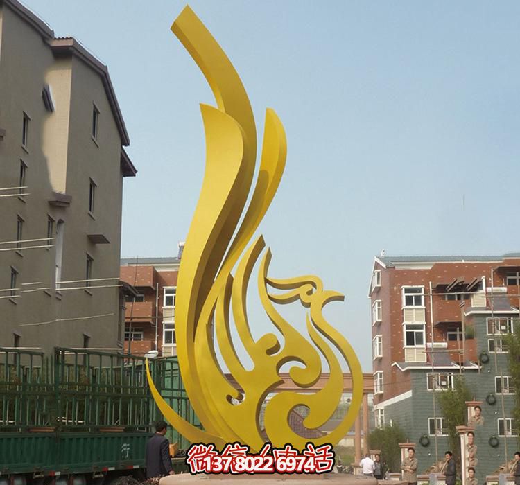 凤凰不锈钢别墅剪影雕塑 凤凰不锈钢别墅剪影雕塑
