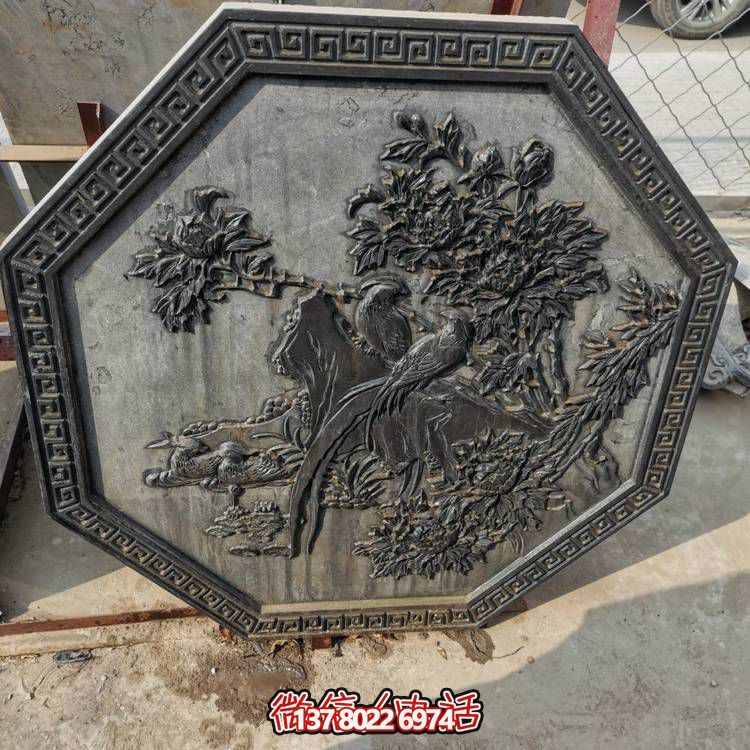 精美石雕仿古窗花镂空青石影壁墙浮雕壁画雕塑