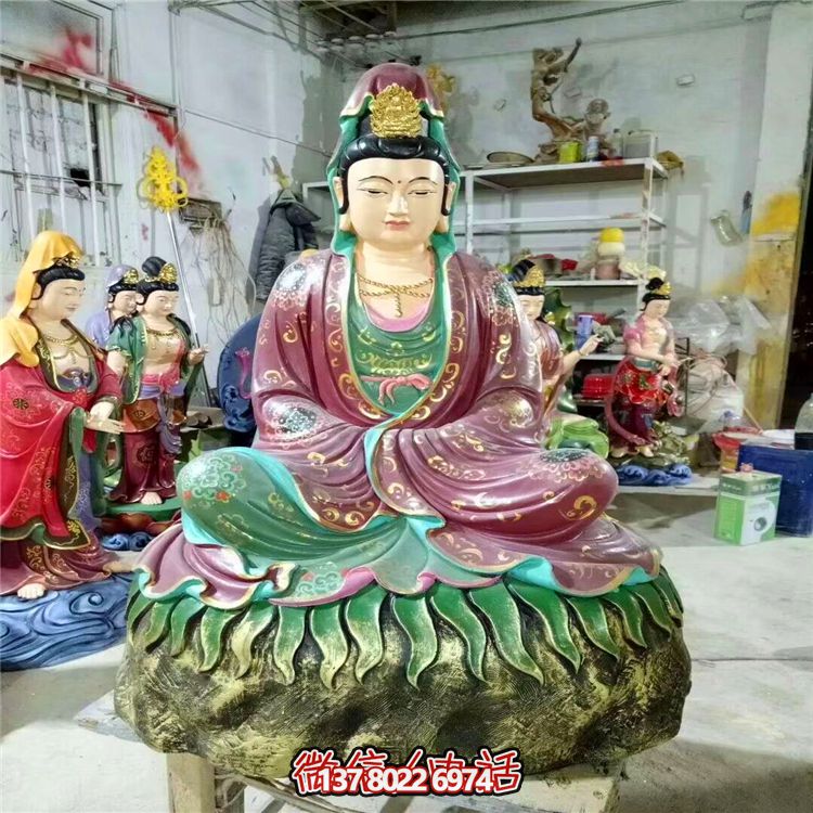 玻璃钢艺术品大型彩绘供奉佛像观音雕塑 玻璃钢艺术品大型彩绘供奉佛像观音雕塑