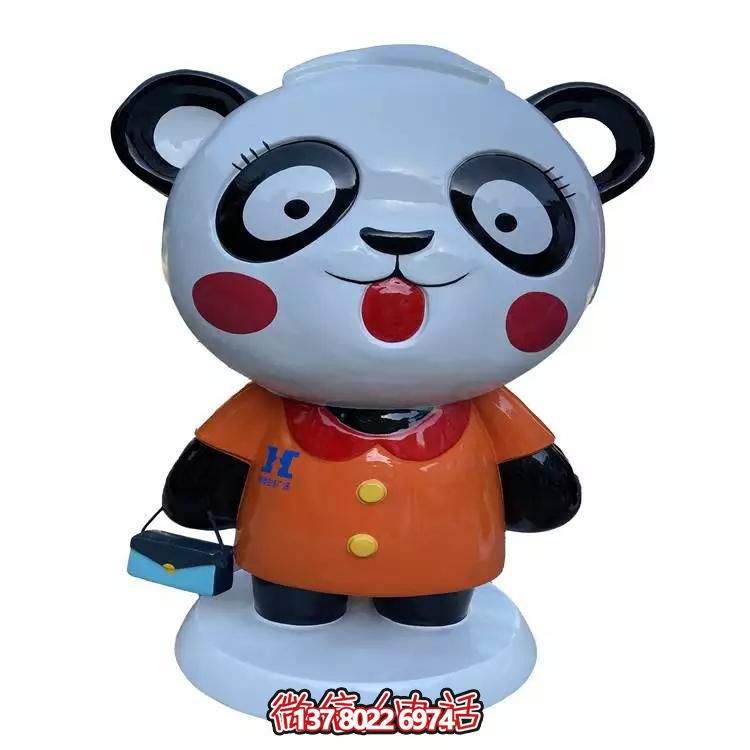 卡通熊猫雕塑玻璃钢为幼儿商场装饰的最佳选择