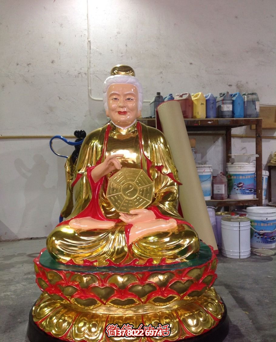 不锈钢太极老母雕塑喷金烤漆大型景观寺庙装饰