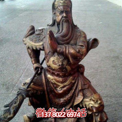 家用玻璃钢仿铜冠宇关公雕塑