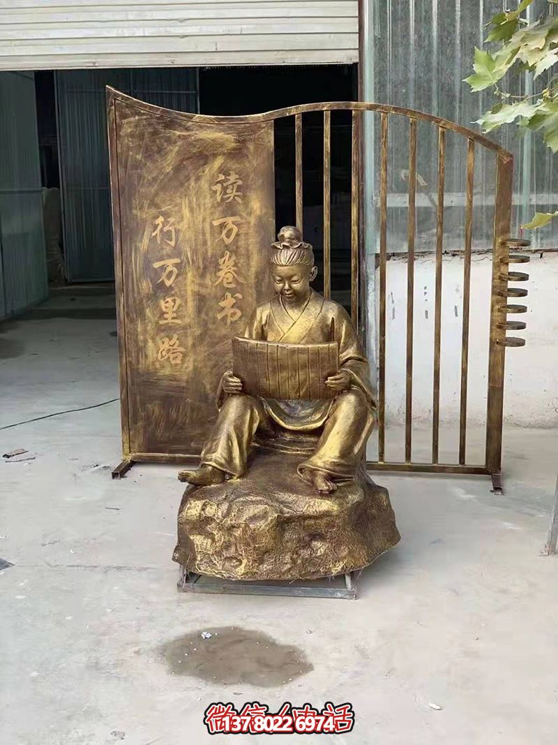 不锈钢古代读书雕塑融合古代文化与现代艺术的传统装饰品 不锈钢古代读书雕塑融合古代文化与现代艺术的传统装饰品