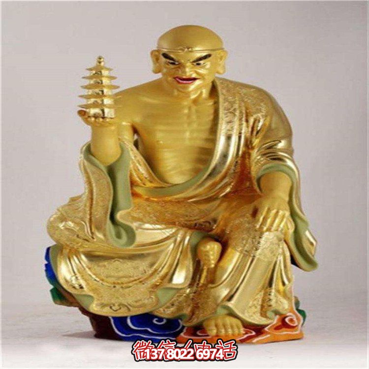 十八罗汉玻璃钢雕塑贴金寺庙装饰