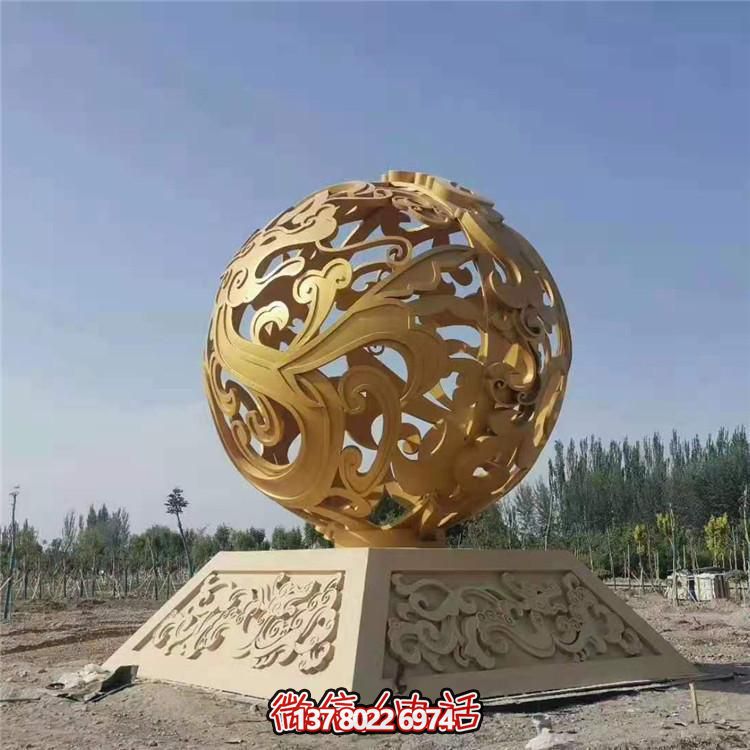 大型不锈钢发光镂空球城市园林景观雕塑