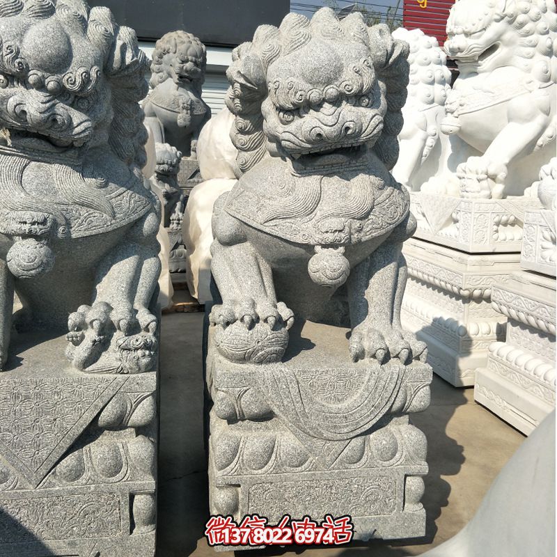 精美大理石狮子雕塑，装点你的户外庭院