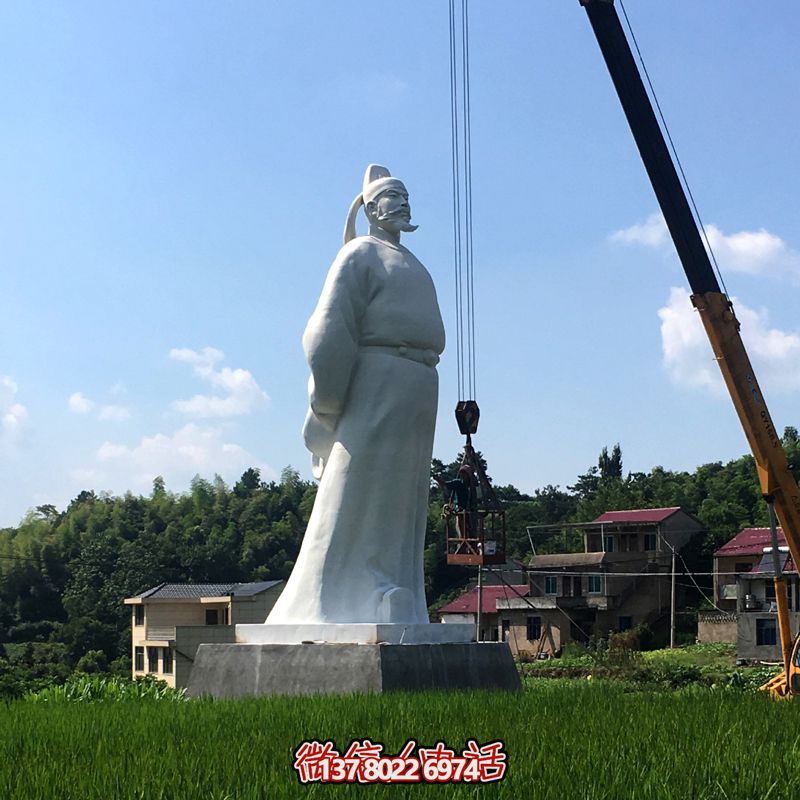 李白汉白玉雕塑，赏诗仙魅力，游览大型景区公园