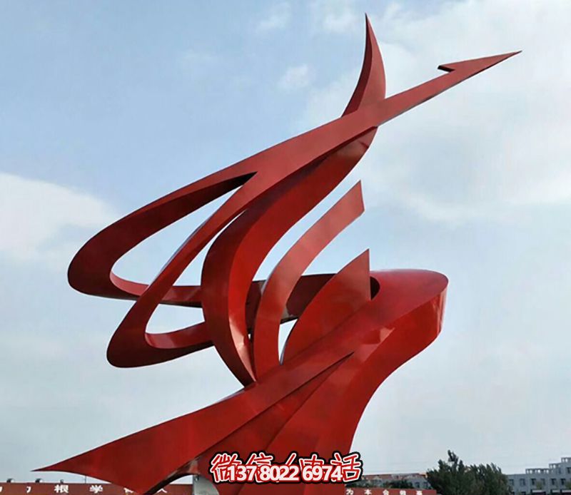 不锈钢红色大型商场雕塑装饰飘带 不锈钢红色大型商场雕塑装饰飘带