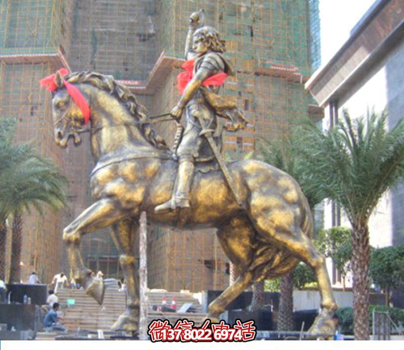 铜雕西方骑马士兵雕塑
