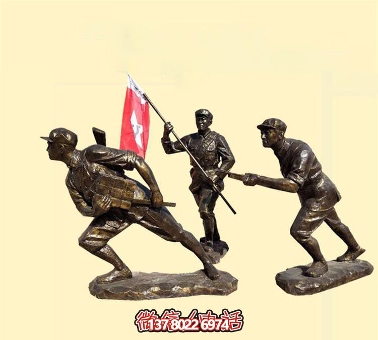 玻璃钢八路军雕塑，创意奔跑广场装饰
