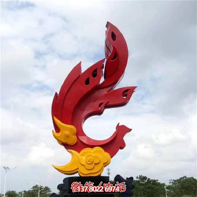 大型不锈钢凤凰雕塑抽象景观摆件