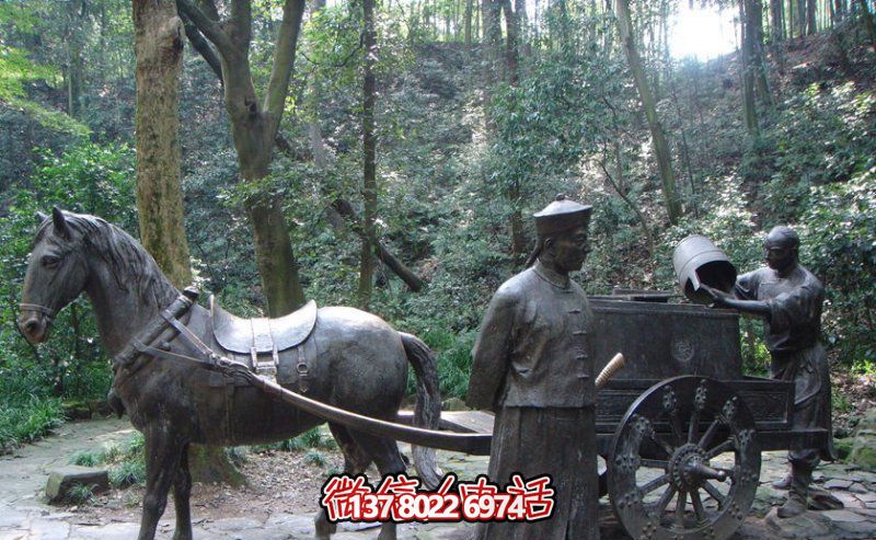 仿古青铜马车雕塑，为景区商业街增添古典风情